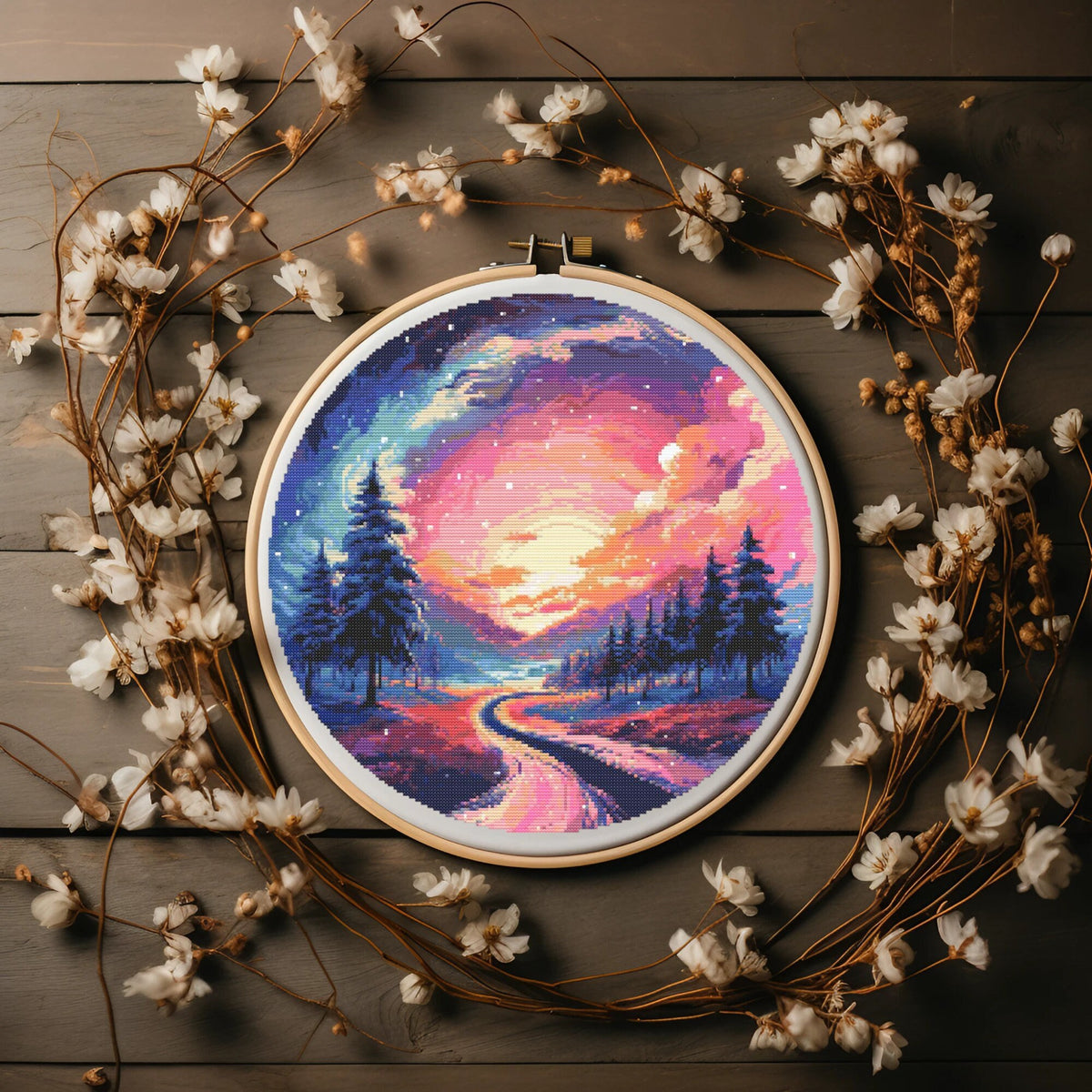 Winter Cross Stitch Pattern PDF | Counted Cross Stitch Charts | Landscape Embroidery Designs