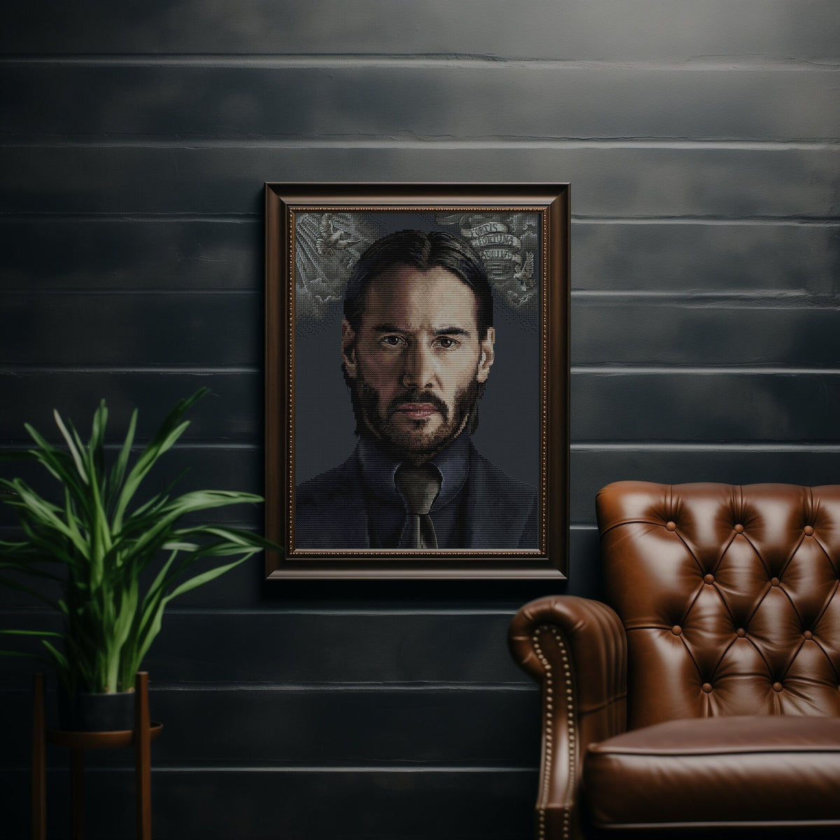 Movie Cross Stitch Pattern With Keanu Reeves, Modern Embroidery Pattern John Wick, Counted Cross Stitch Designs For Advanced Stitchers