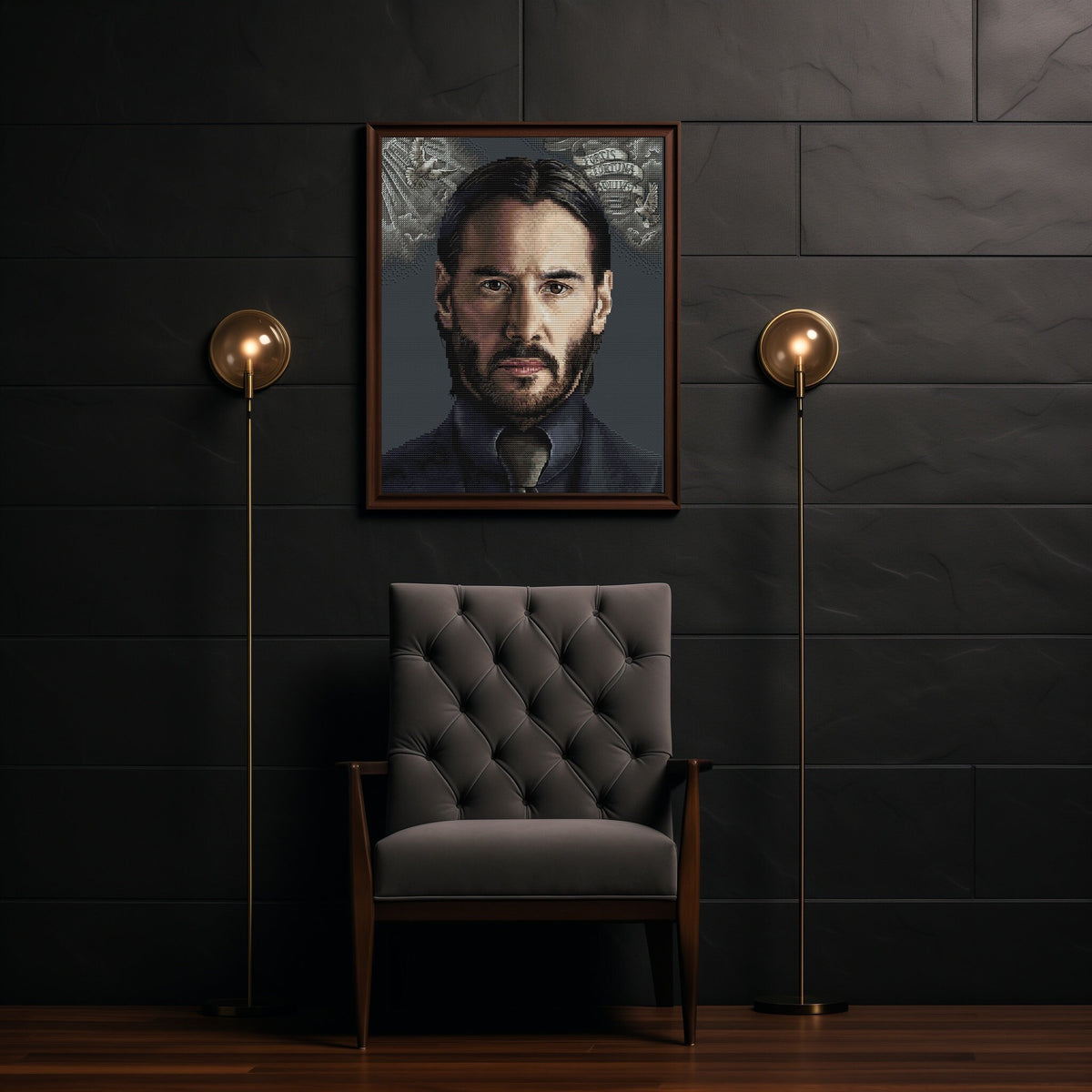 Movie Cross Stitch Pattern With Keanu Reeves, Modern Embroidery Pattern John Wick, Counted Cross Stitch Designs For Advanced Stitchers