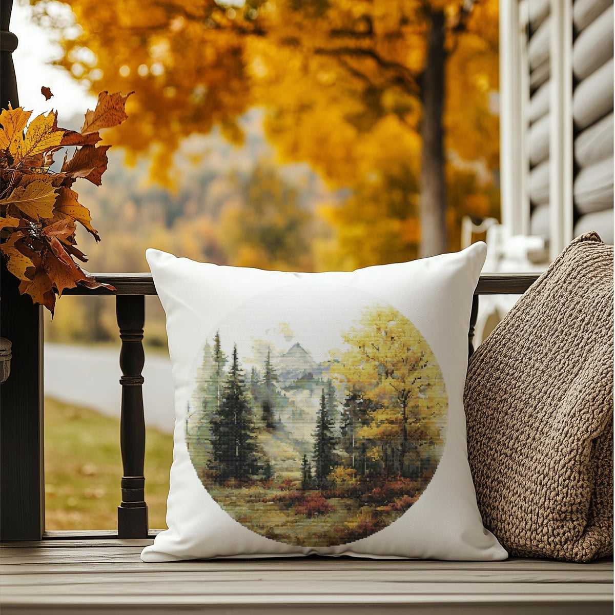 Nature Cross Stitch Pattern Pdf With Fall Trees, Counted, Forest Embroidery Designs, Compatible With Pattern Keeper, Nature Inspired Gifts