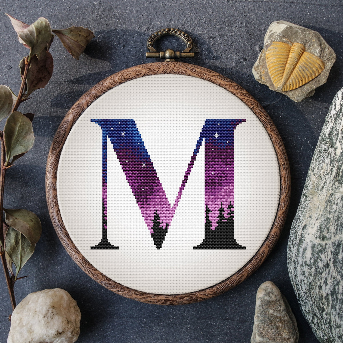 Alphabet Letter M Cross Stitch Pattern Counted Monogram M Embroidery Pattern Simple Name Easy Cross Stitch Instant Download