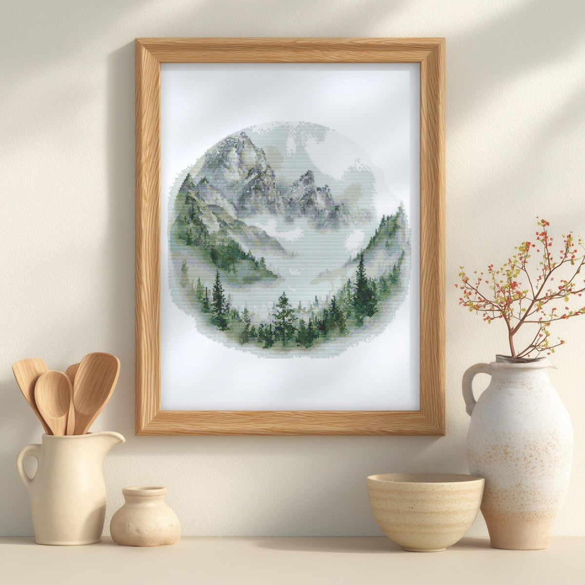 Mountains Cross Stitch Pattern Pdf, Counted, Forest Landscape Cross Stitch Designs, Wild Nature Embroidery File, Cross Stitch Art, DIY Gifts