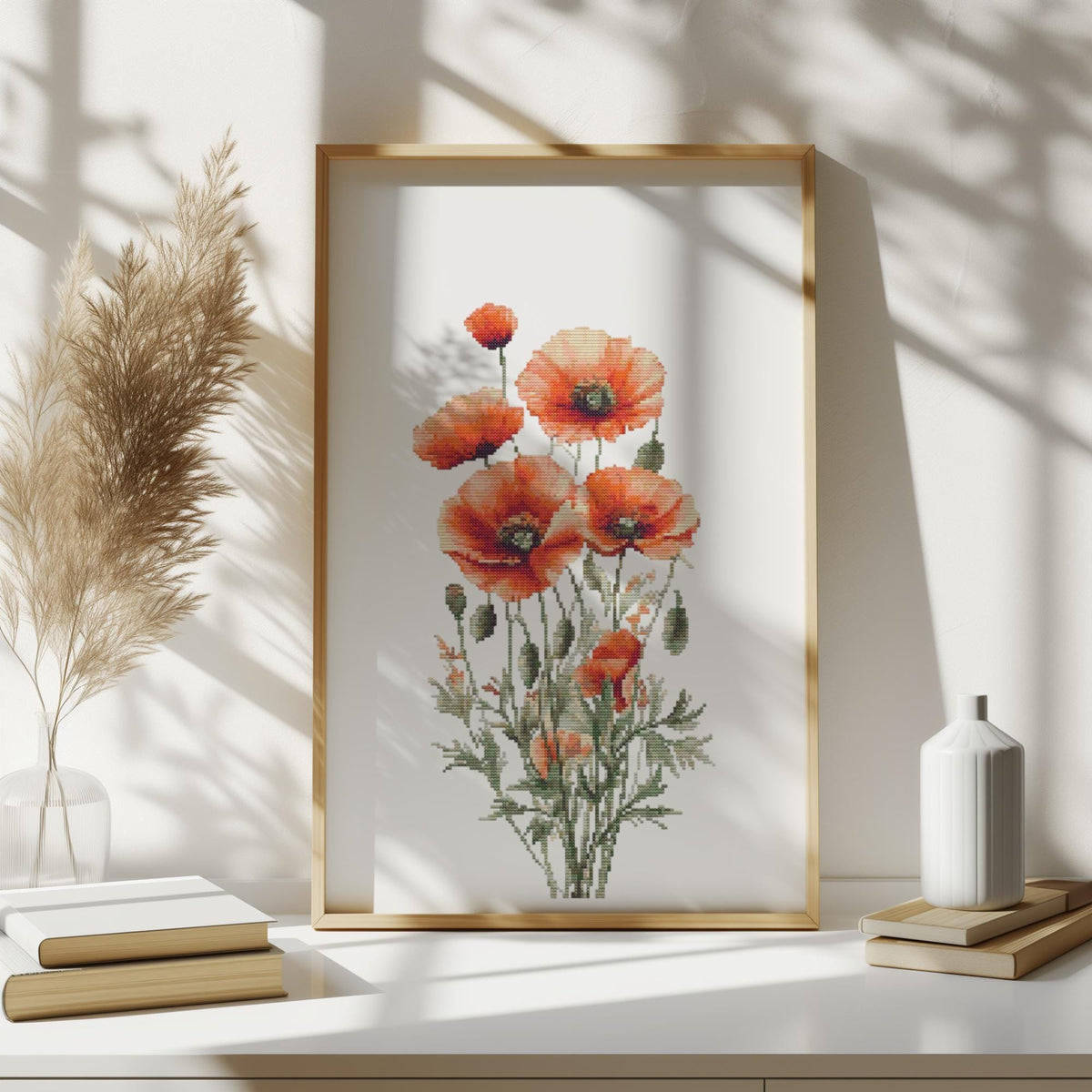 Poppy Cross Stitch Pattern Pdf Counted Cross Stitch Designs Embroidery Pattern August Birth Flower Cross Stitch Sampler Digital Products