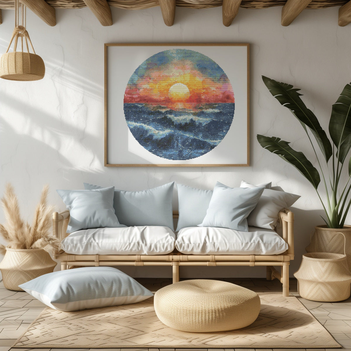 Seascape Cross Stitch Pattern With Sea Wave, Counted, Ocean Cross Stitch Chart, Marine Cross Stitch Designs, Nature Embroidery Pattern