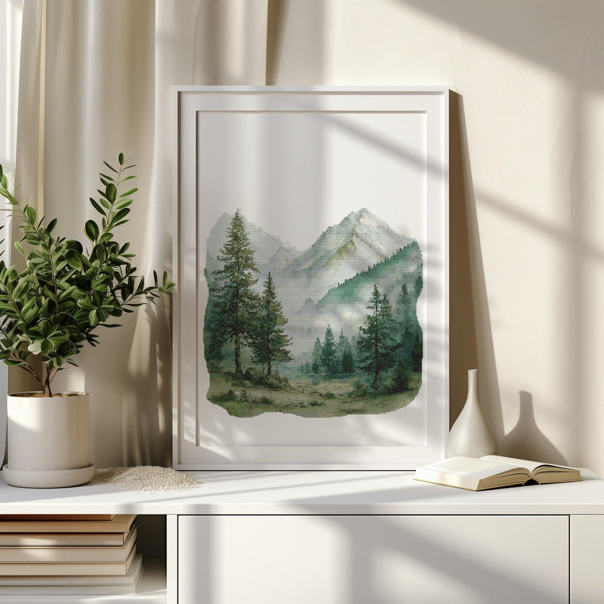 Mountains Cross Stitch Pattern, Counted, Landscape Cross Stitch Designs, Wild Nature, Forest Embroidery Pattern, Nature Cross Stitch Charts