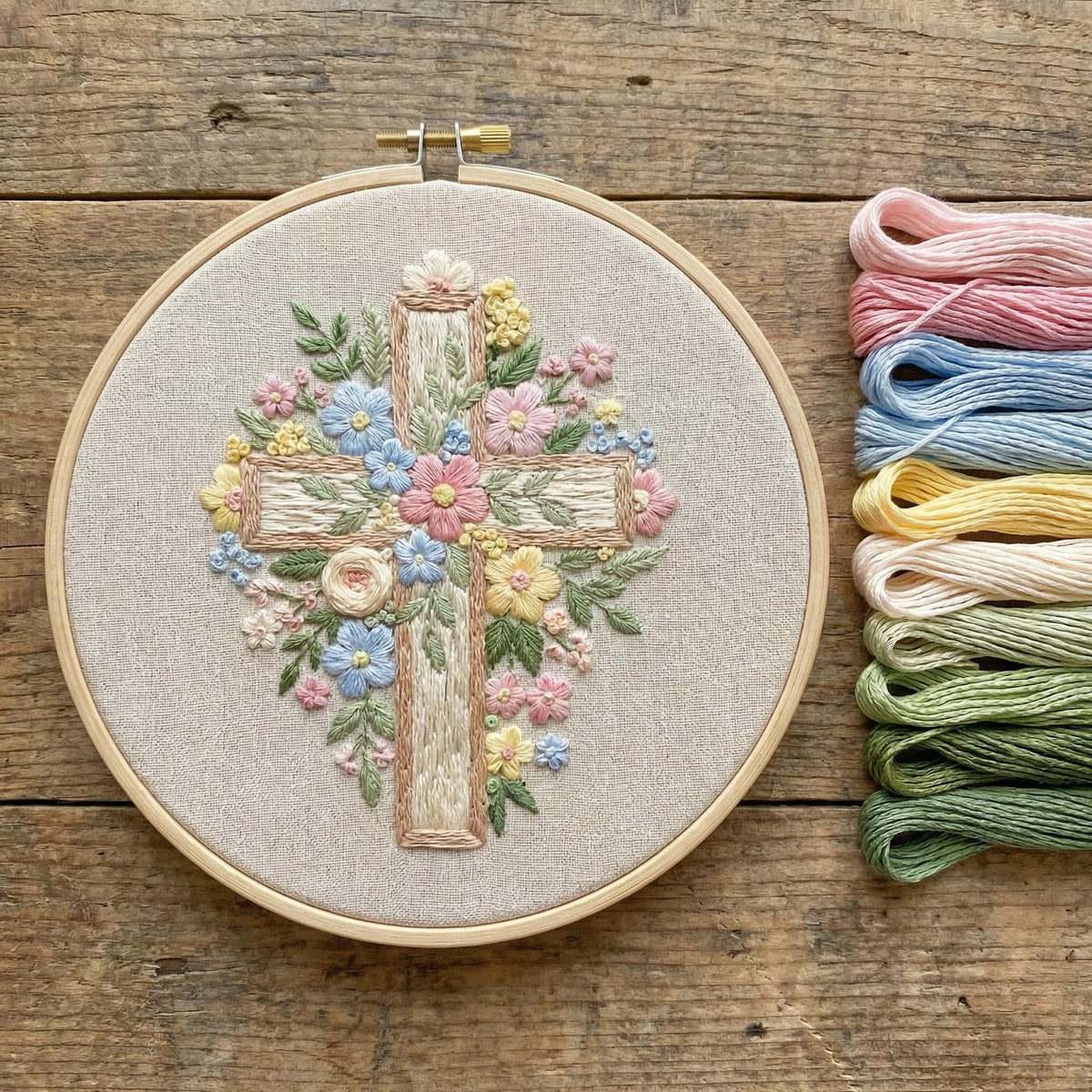 Easter Embroidery Pattern PDF With Christian Cross, Religious Hand Embroidery Template, Do It Yourself Gifts, Happy Easter Gift For Grandma