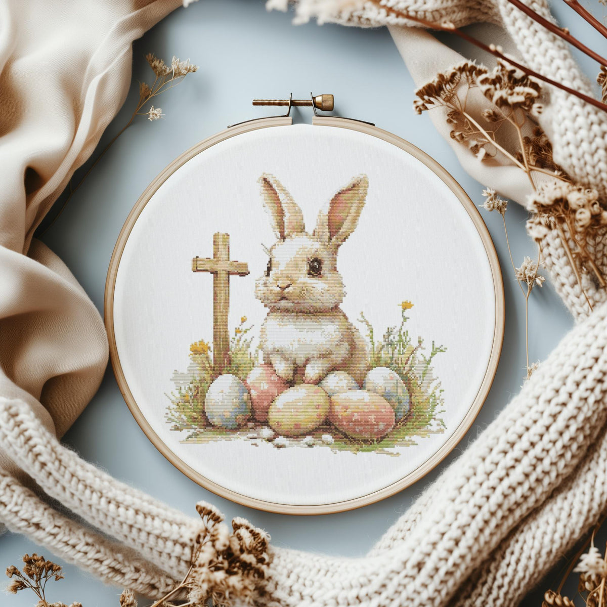 Cross Stitch Pattern With Easter Bunny Modern Cross Stitch Designs Easter Embroidery Pattern Spring Cross Stitch Pattern Floral Pattern