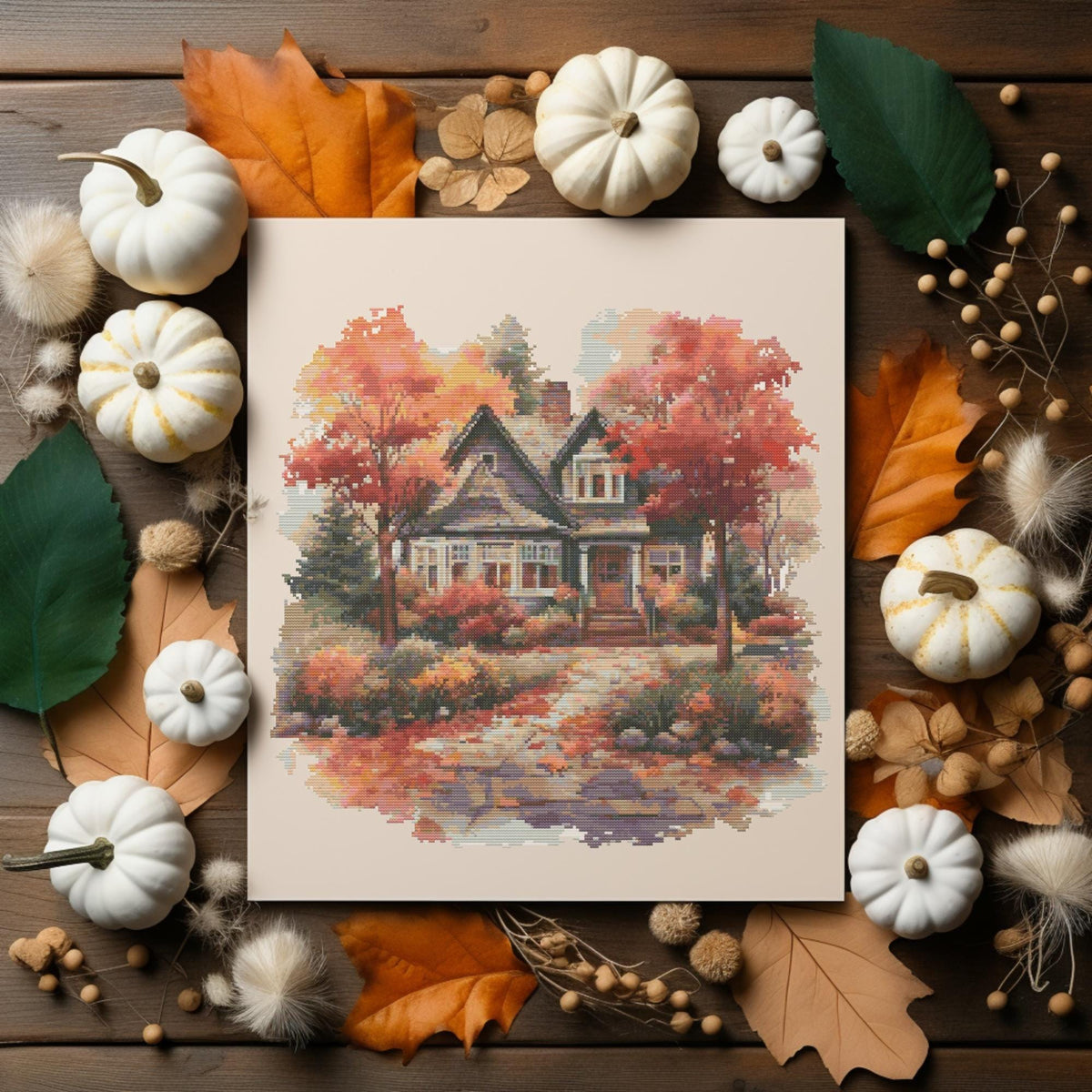 Cross Stitch Pattern With Country Cottage Fall Rustic Landscape Cross Stitch Designs Country Embroidery Pattern Counted Cross Stitch Pattern