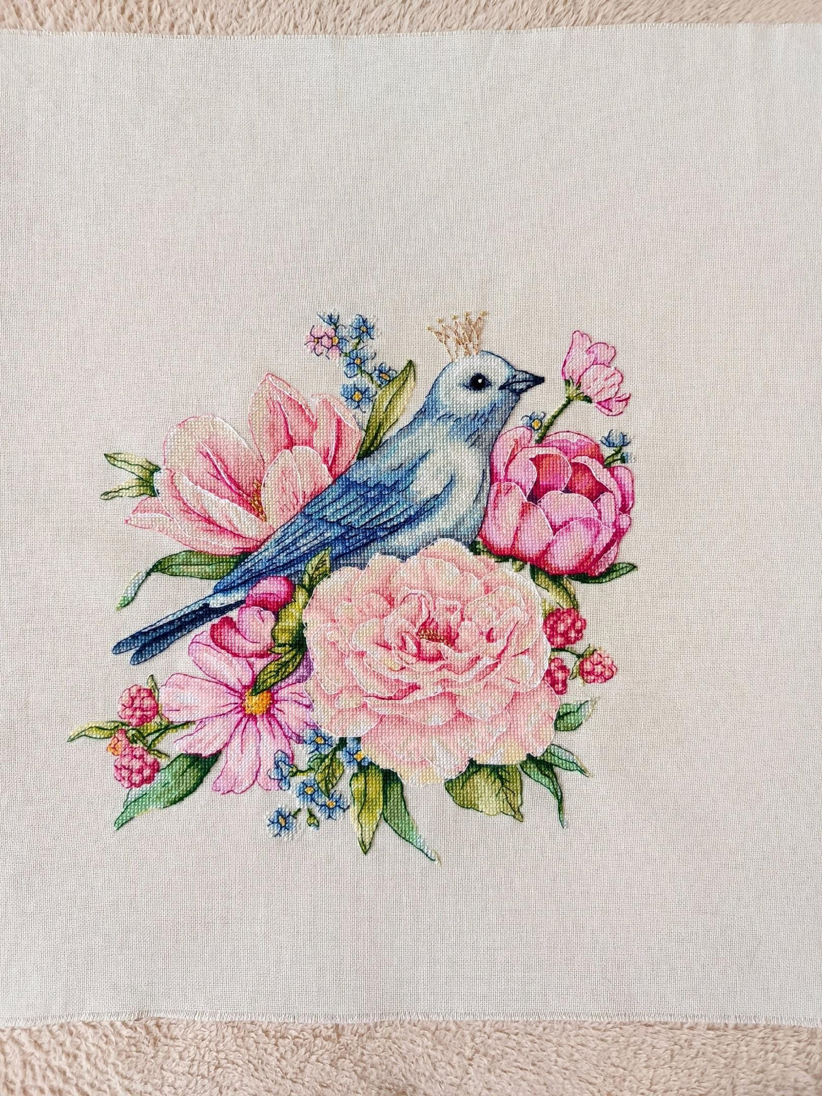 Floral Cross Stitch Pattern With Bird, Embroidery Design, Floral Cross Stitch Pdf, Counted Cross Stitch Art For Advanced Stitcher, Saga File