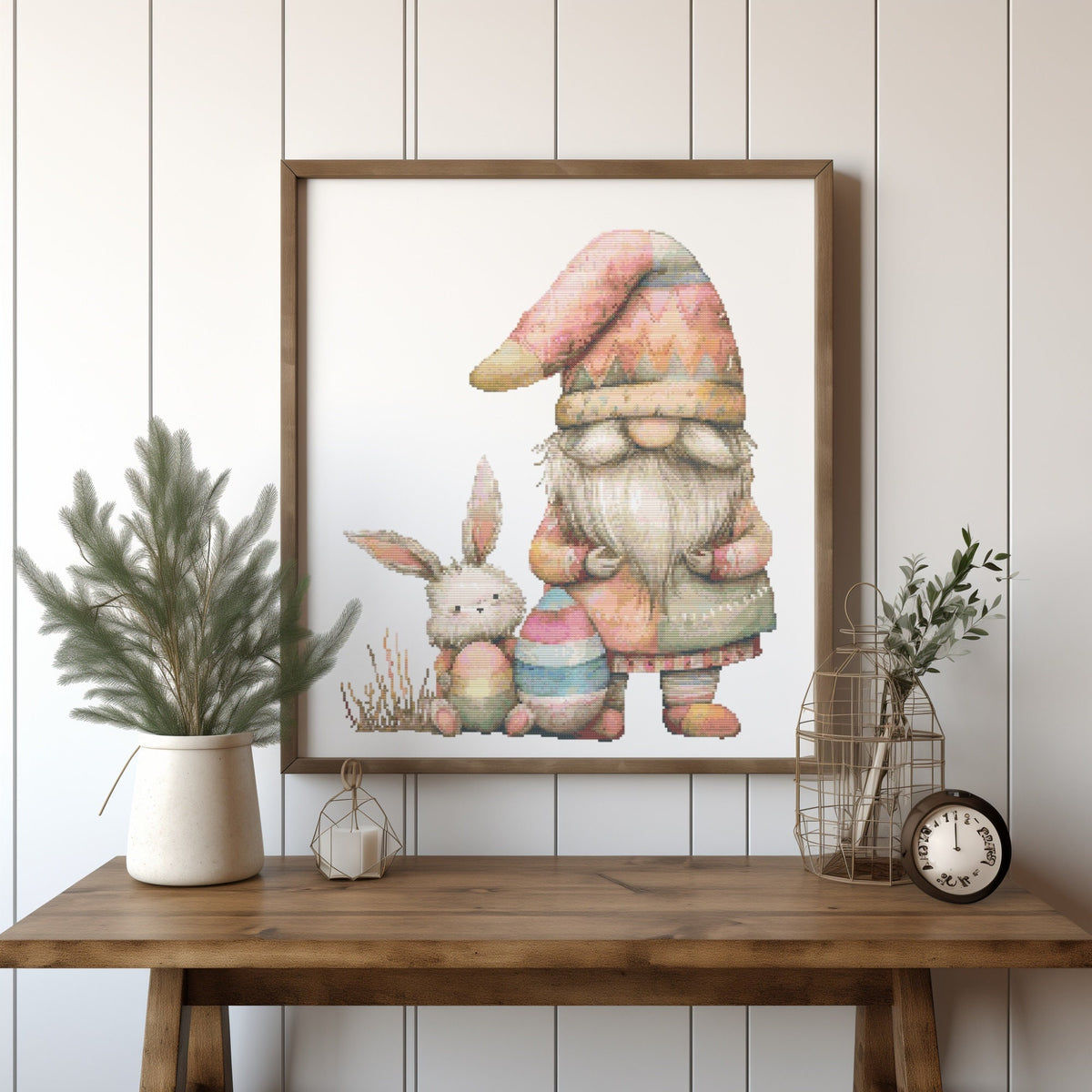 Cross Stitch Pattern With Easter Gnome Counted Cross Stitch Pattern Happy Easter Embroidery Designs Spring Cross Stitch Charts