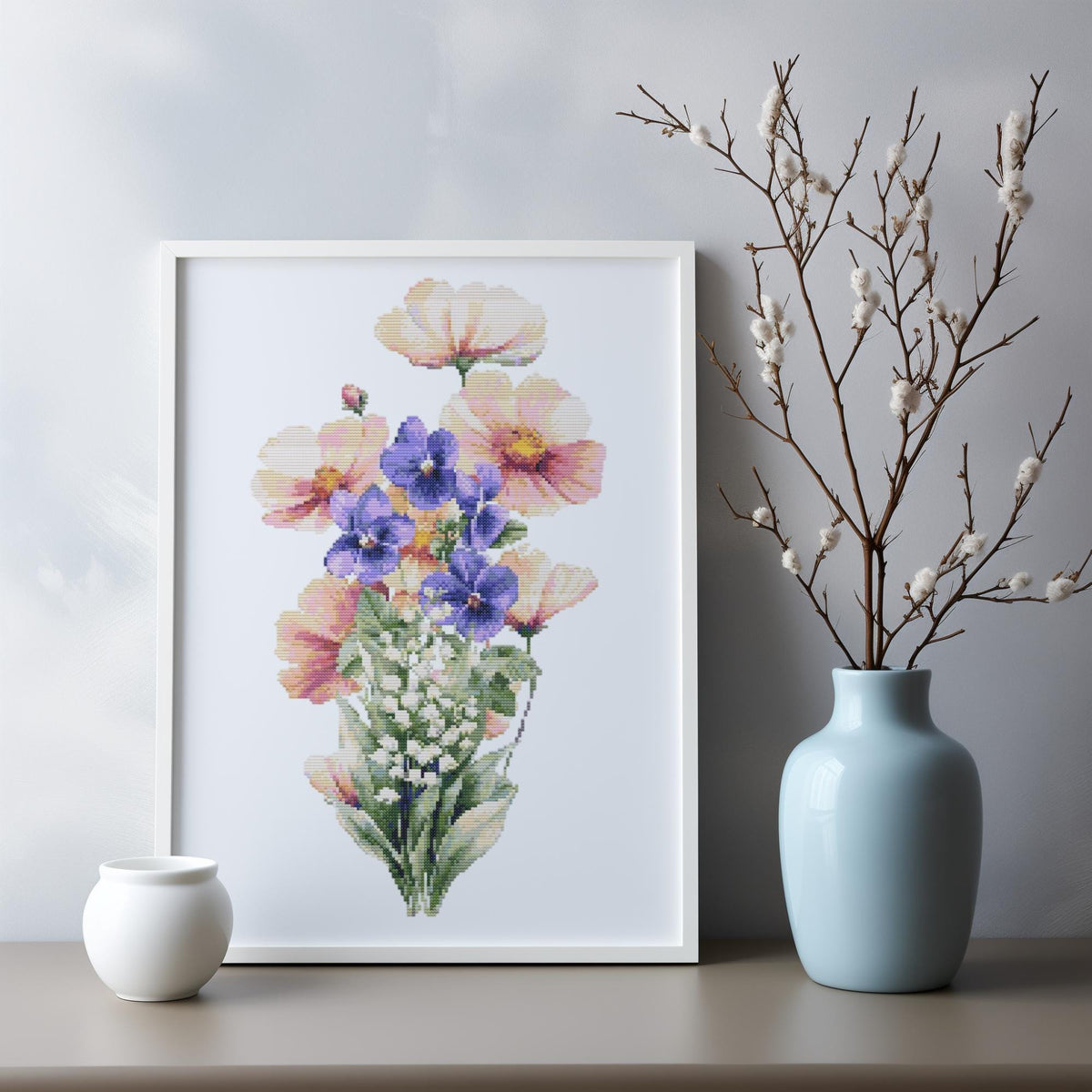 Cross Stitch Pattern Pdf With Birth Flower Bouquet, Counted Cross Stitch Designs, Embroidery PDF, Flower Cross Stitch Art, Personalized Gift