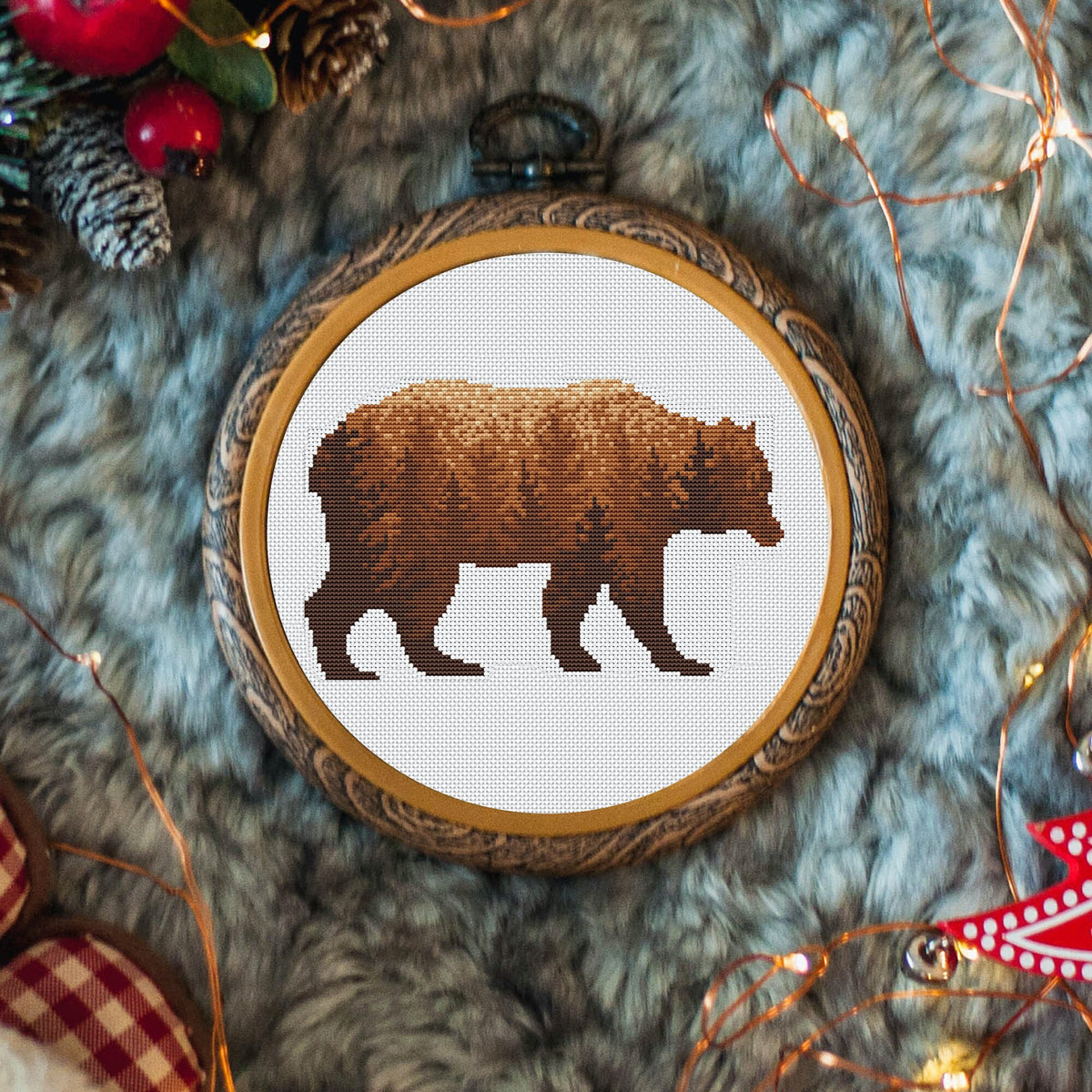 Bear Cross Stitch Pattern Counted Cross Stitch PDF Nature Embroidery Pattern Forest Cross Stitch Chart Modern Cross Stitch Instant Downloads