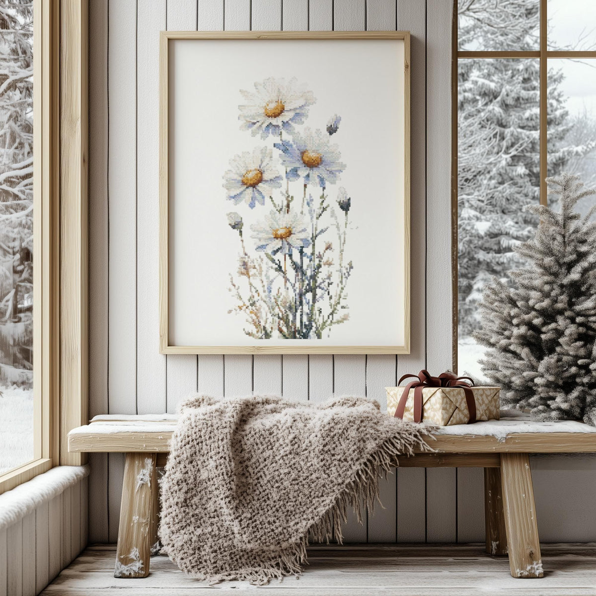 Cross Stitch Pattern With Daisy Counted Cross Stitch Designs Birth Flower Embroidery Pattern Pdf April Birth Flower Cross Stitch Art