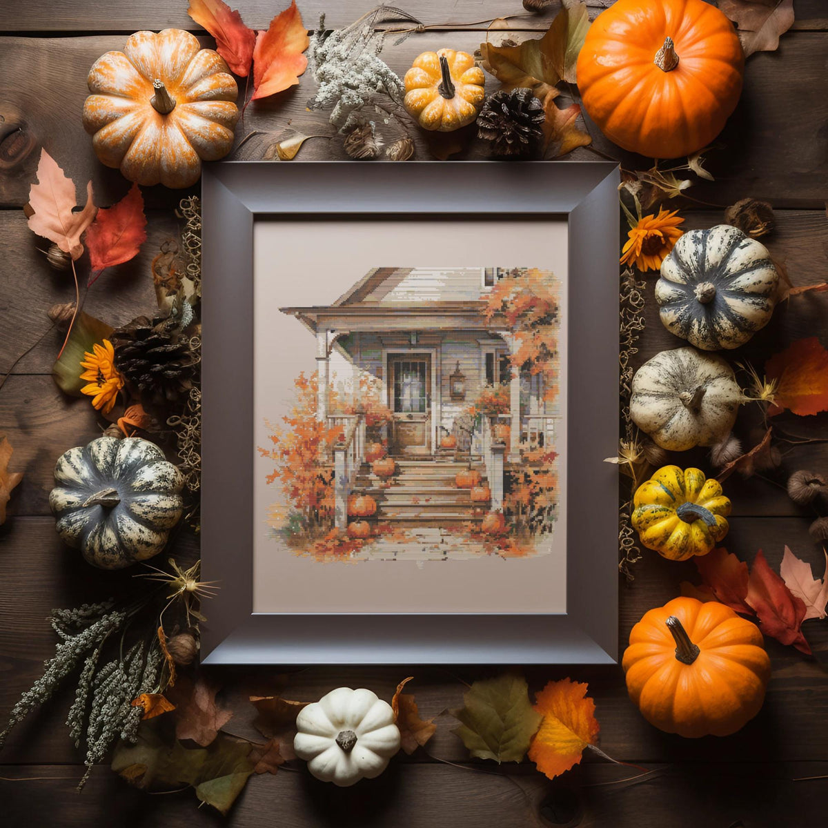 Rustic Cross Stitch Pattern PDF, Fall Cross Stitch Charts, Counted Cross Stitch Samplers, Fall Embroidery Designs, Pattern Keeper File