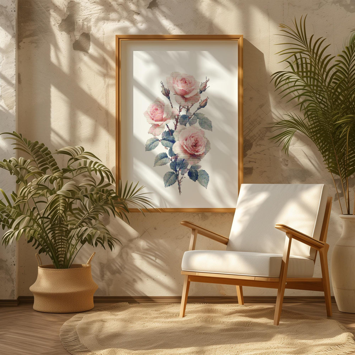 Cross Stitch Pattern With Pink Roses Counted Cross Stitch Art Designs Birth Flower Embroidery Pattern June Birth Flower Cross Stitch Scheme