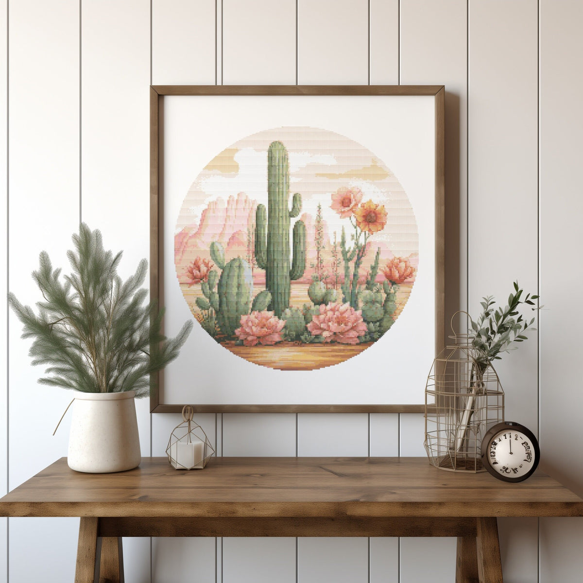 Counted Cross Stitch Pattern With Cactus, Modern Cross Stitch Chart, Desert Landscape Cross Stitch Designs, Wild Nature Embroidery Pattern