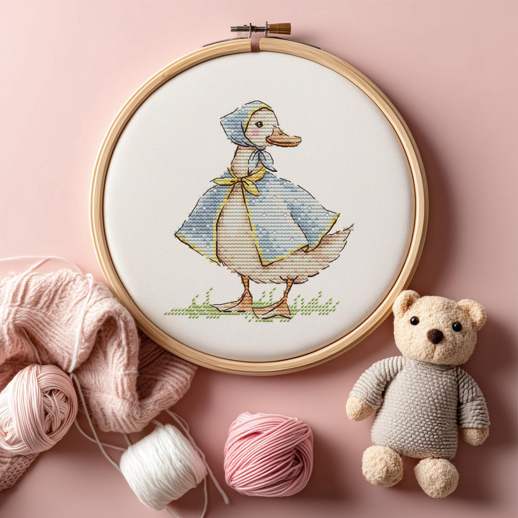 Small Cross Stitch Pattern With Miss Quack, Embroidery Pattern, Simple Cross Stitch Art, Rustic Cross Stitch Charts For Beginners, Saga File