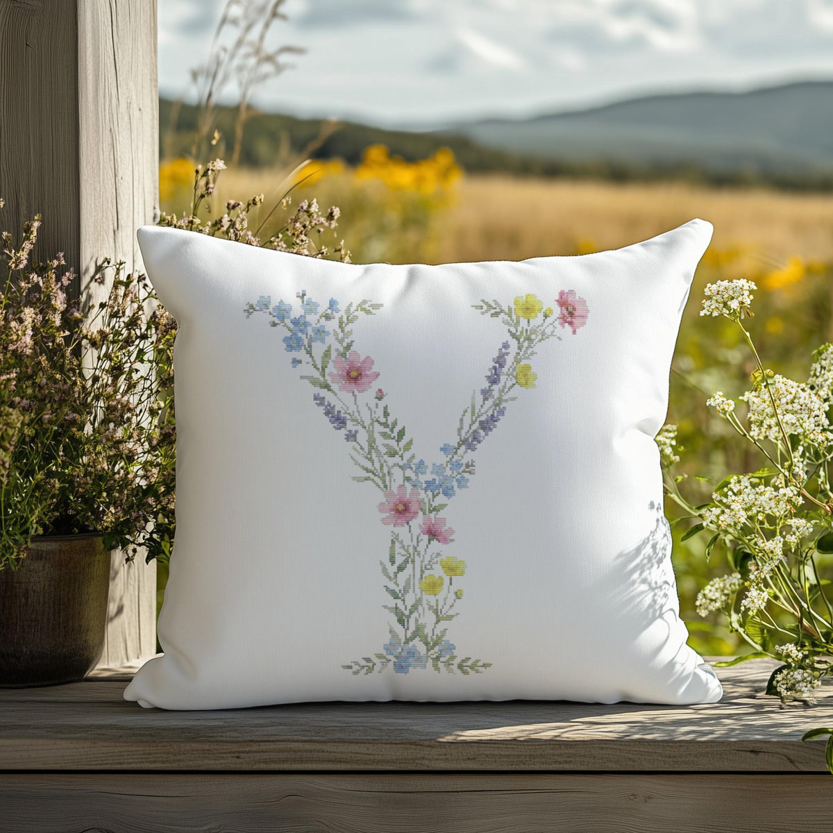 Custom Cross Stitch Pdf, Counted, Floral Letter Y Cross Stitch Pattern, Monogram Cross Stitch Chart, Personalized Gifts, Pattern Keeper