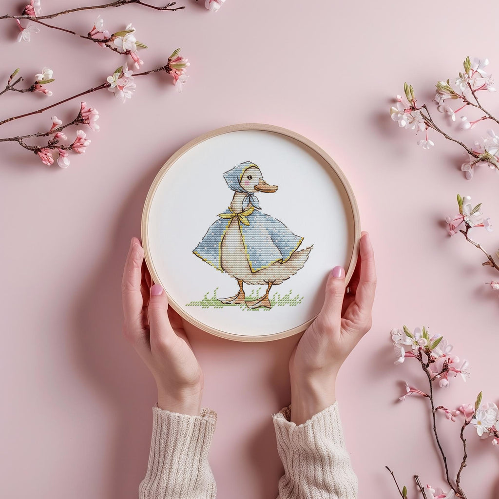 Small Cross Stitch Pattern With Miss Quack, Embroidery Pattern, Simple Cross Stitch Art, Rustic Cross Stitch Charts For Beginners, Saga File