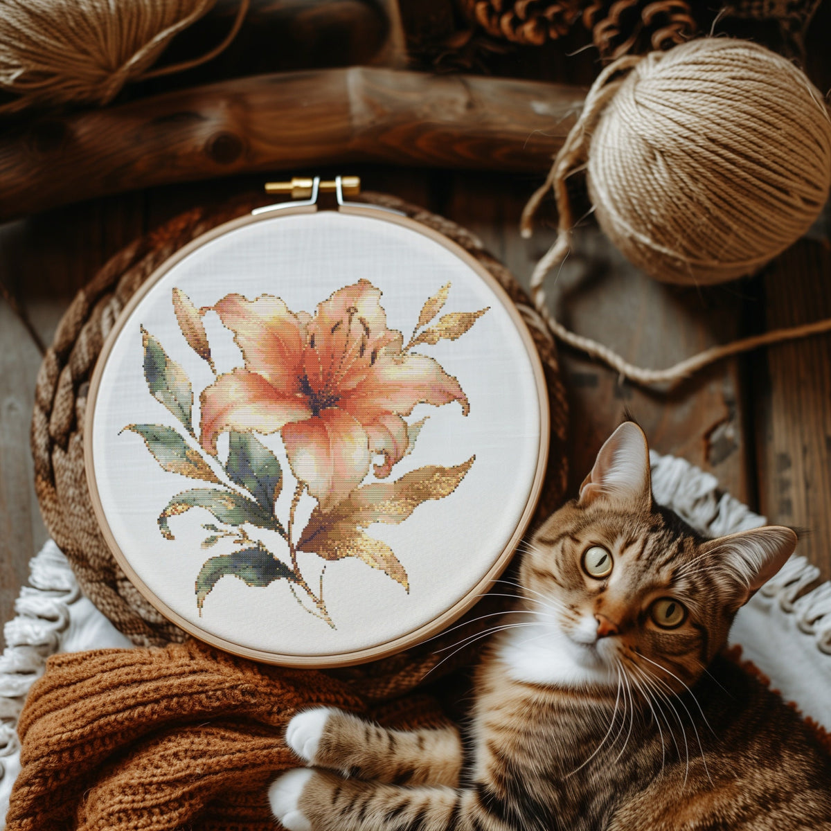 Cross Stitch Pattern With Lily, Floral Embroidery Pattern Pdf,  Modern Cross Stitch Designs, Counted Cross Stitch Art, Mothers Day Gifts
