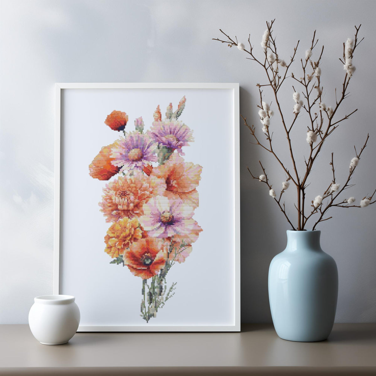 Cross Stitch Pattern Pdf With Birth FLowers Bouquet, Counted Cross Stitch Designs, Floral Embroidery Pattern, Personalized Gifts
