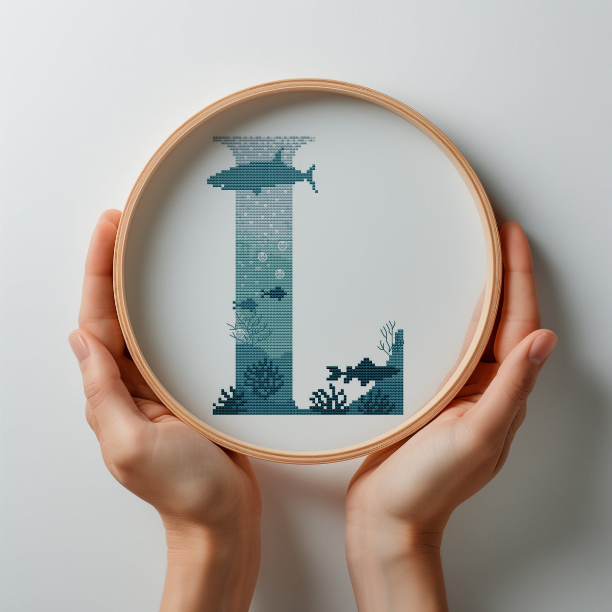Modern Letter Cross Stitch Pattern PDF Counted Family Initials Embroidery Designs Marine Monogram Cross Stitch Charts Easy Cross Stitch