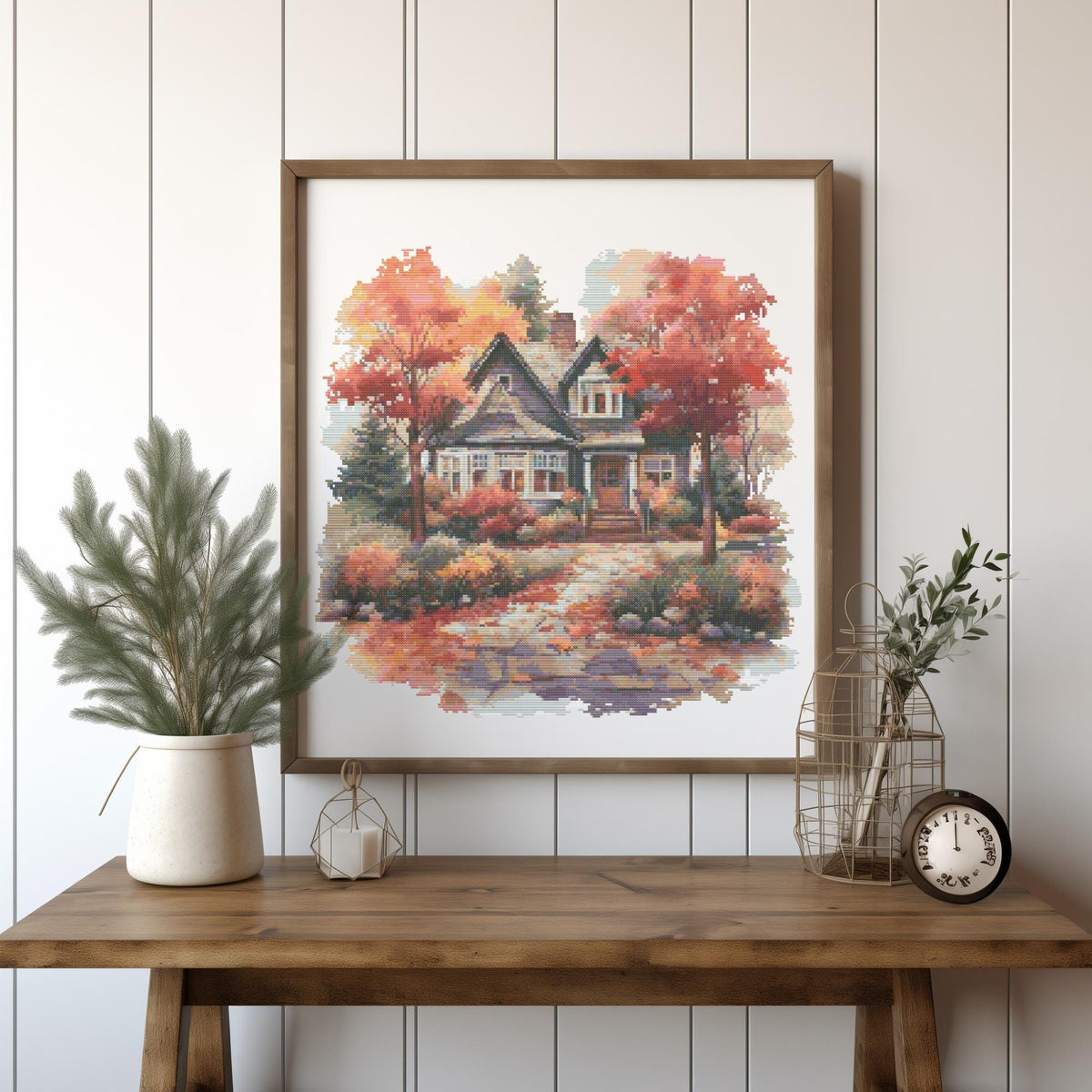 Cross Stitch Pattern With Country Cottage Fall Rustic Landscape Cross Stitch Designs Country Embroidery Pattern Counted Cross Stitch Pattern