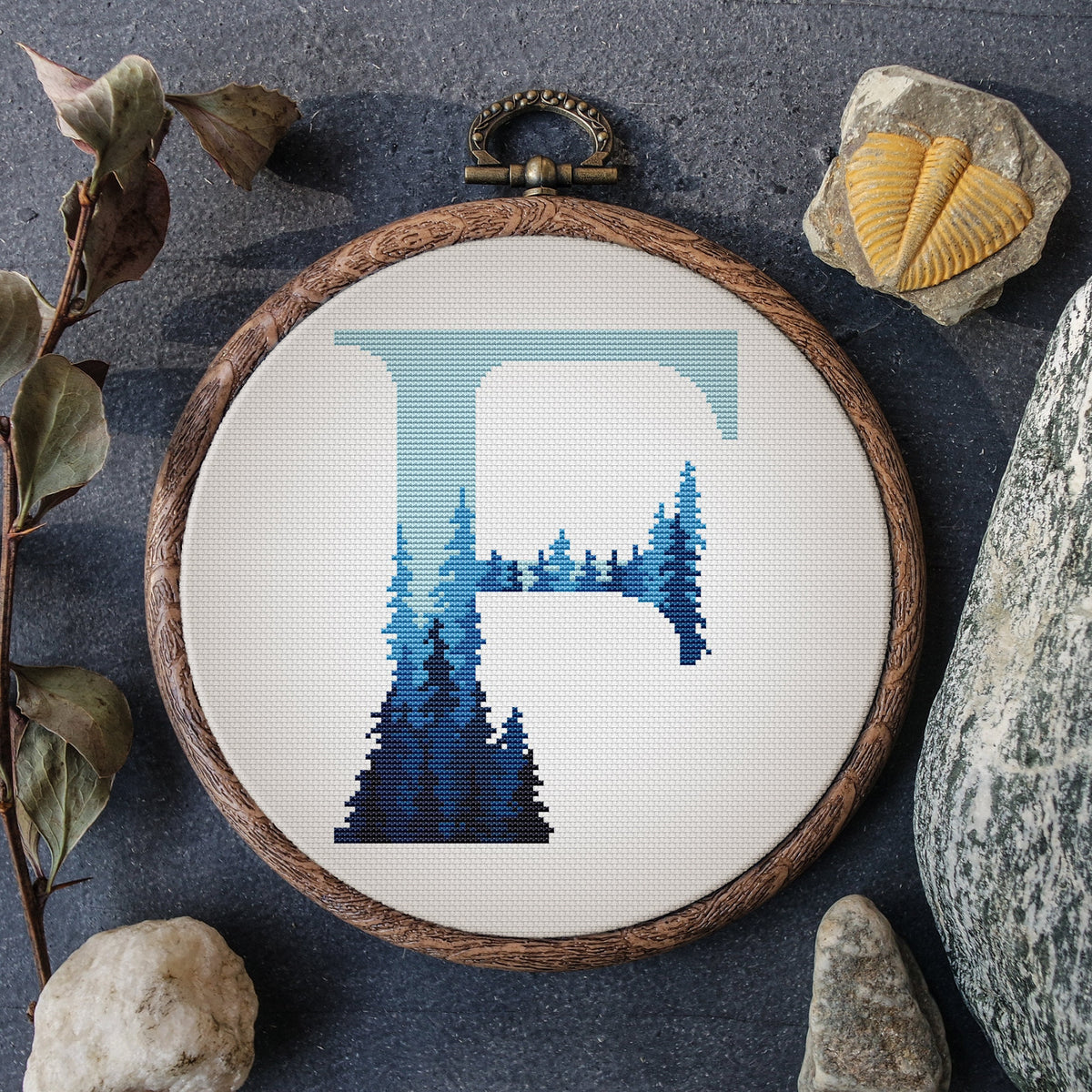 Counted Cross Stitch Pattern, Customisable Name Embroidery Pattern With Letter F, Monogram Cross Stitch Designs, Christmas Personalized Gift