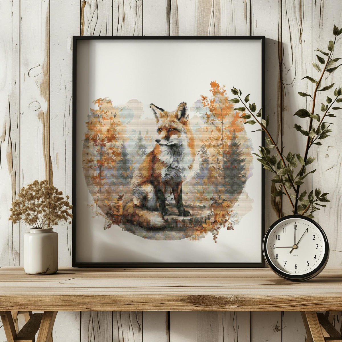 Red Fox Cross Stitch Pattern, Woodland Animal Cross Stitch Designs, Nature Cross Stitch Chart, Counted, Fall Embroidery Pattern Pdf