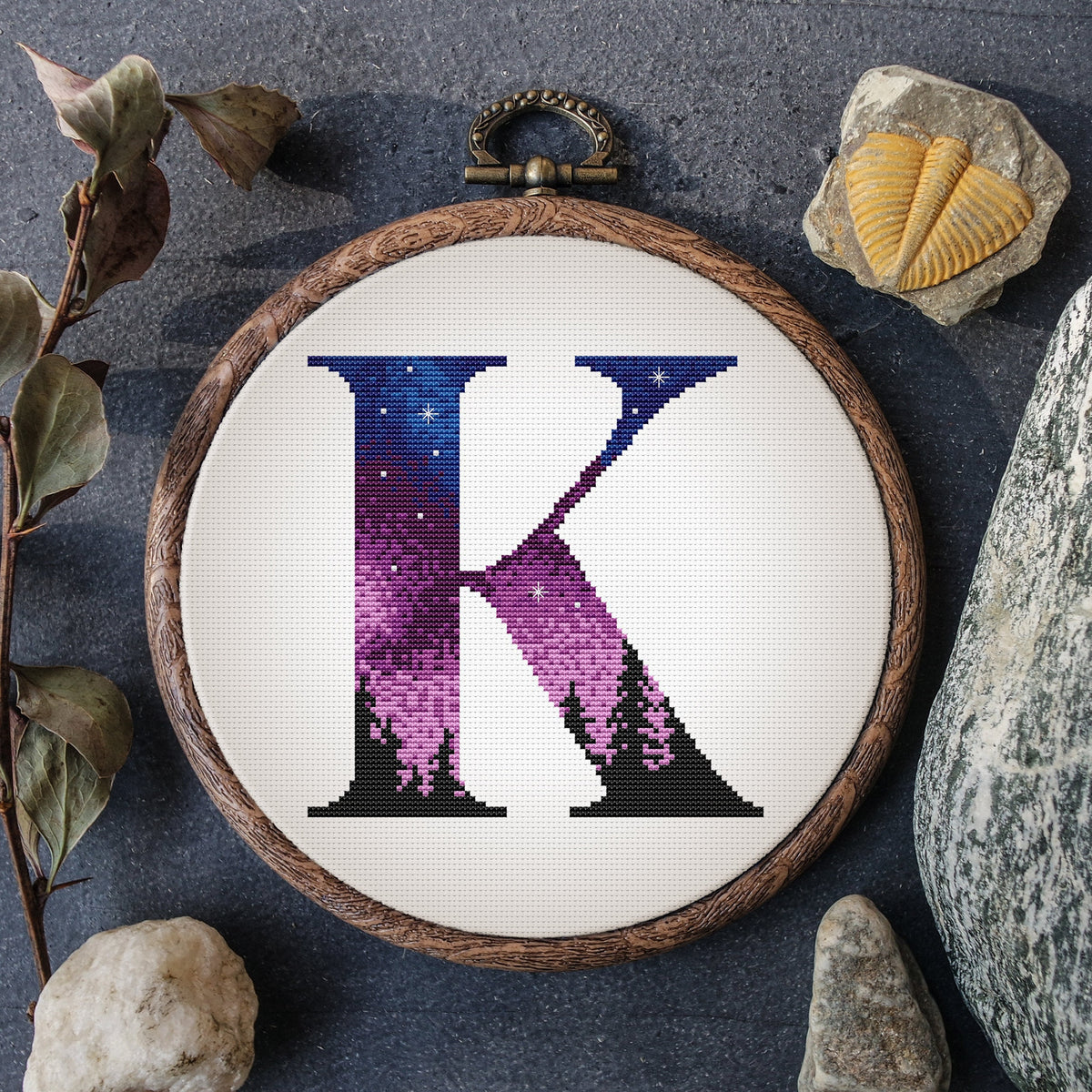 Monogram Cross Stitch Pattern Counted Name Embroidery Pdf Nature Cross Stitch Personalized Pattern Digital Cross Stitch Sampler