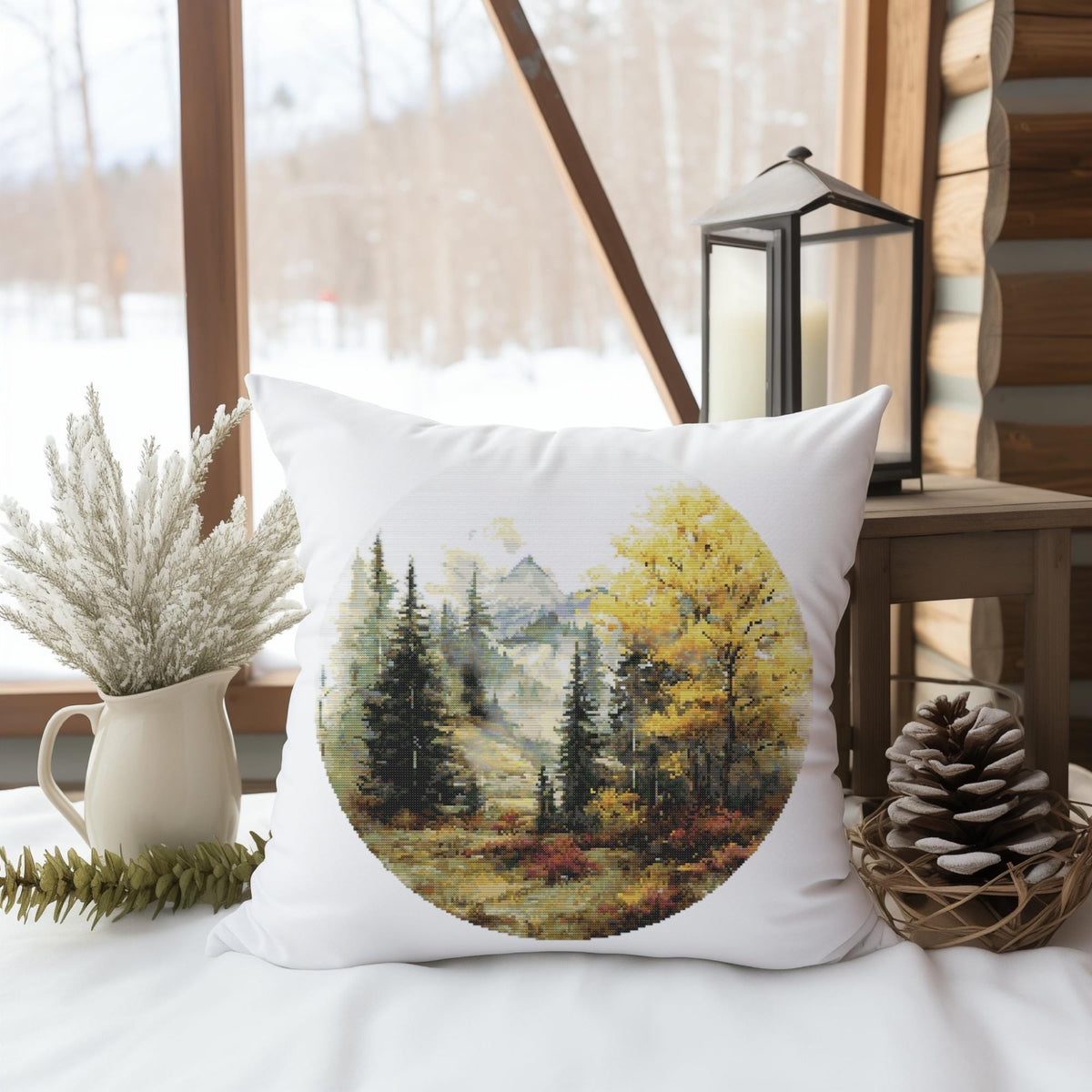 Nature Cross Stitch Pattern Pdf With Fall Trees, Counted, Forest Embroidery Designs, Compatible With Pattern Keeper, Nature Inspired Gifts