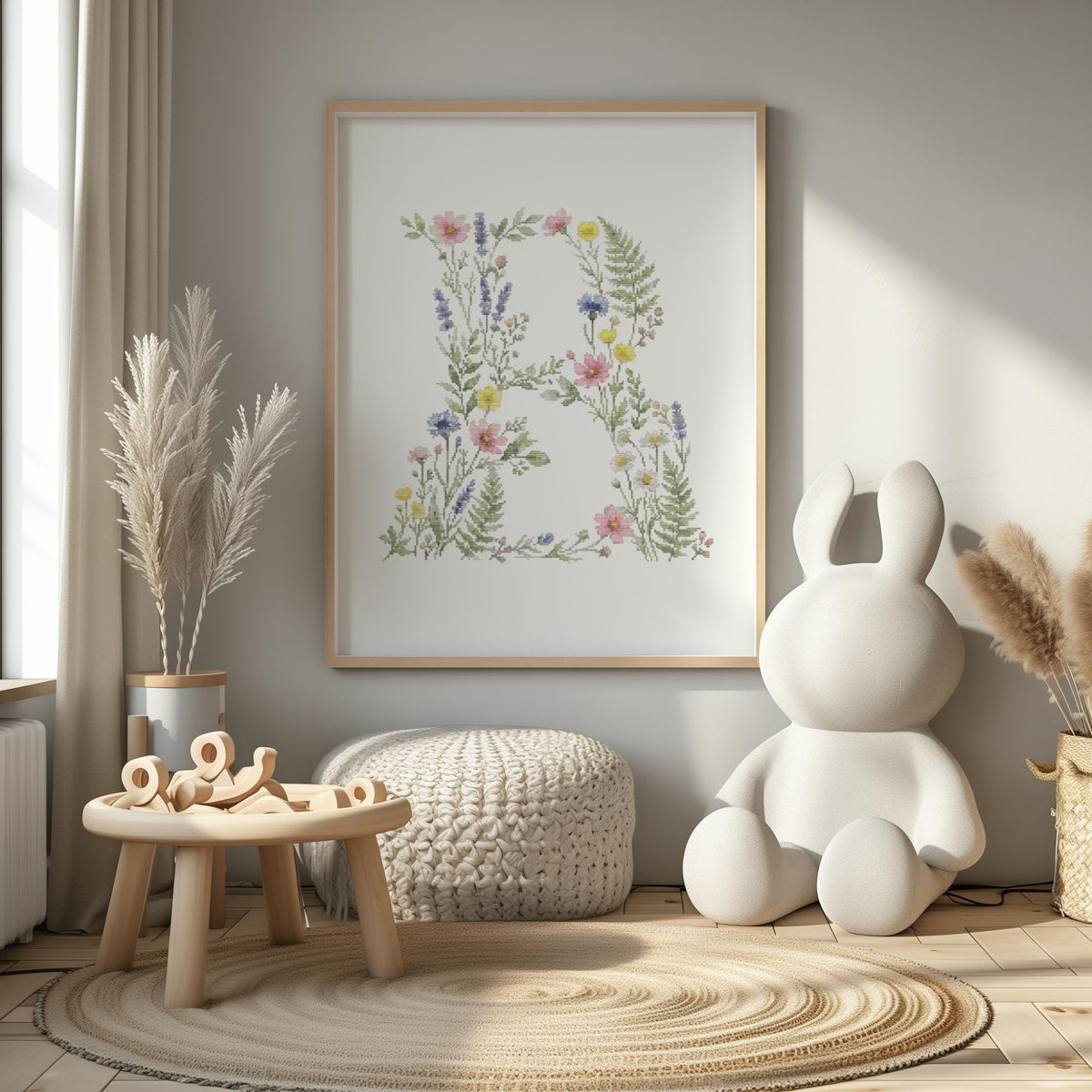 Custom Name Cross Stitch Pdf, Floral Letter Cross Stitch Pattern, Counted Monogram Cross Stitch Chart, Pattern Keeper, Personalized Gifts