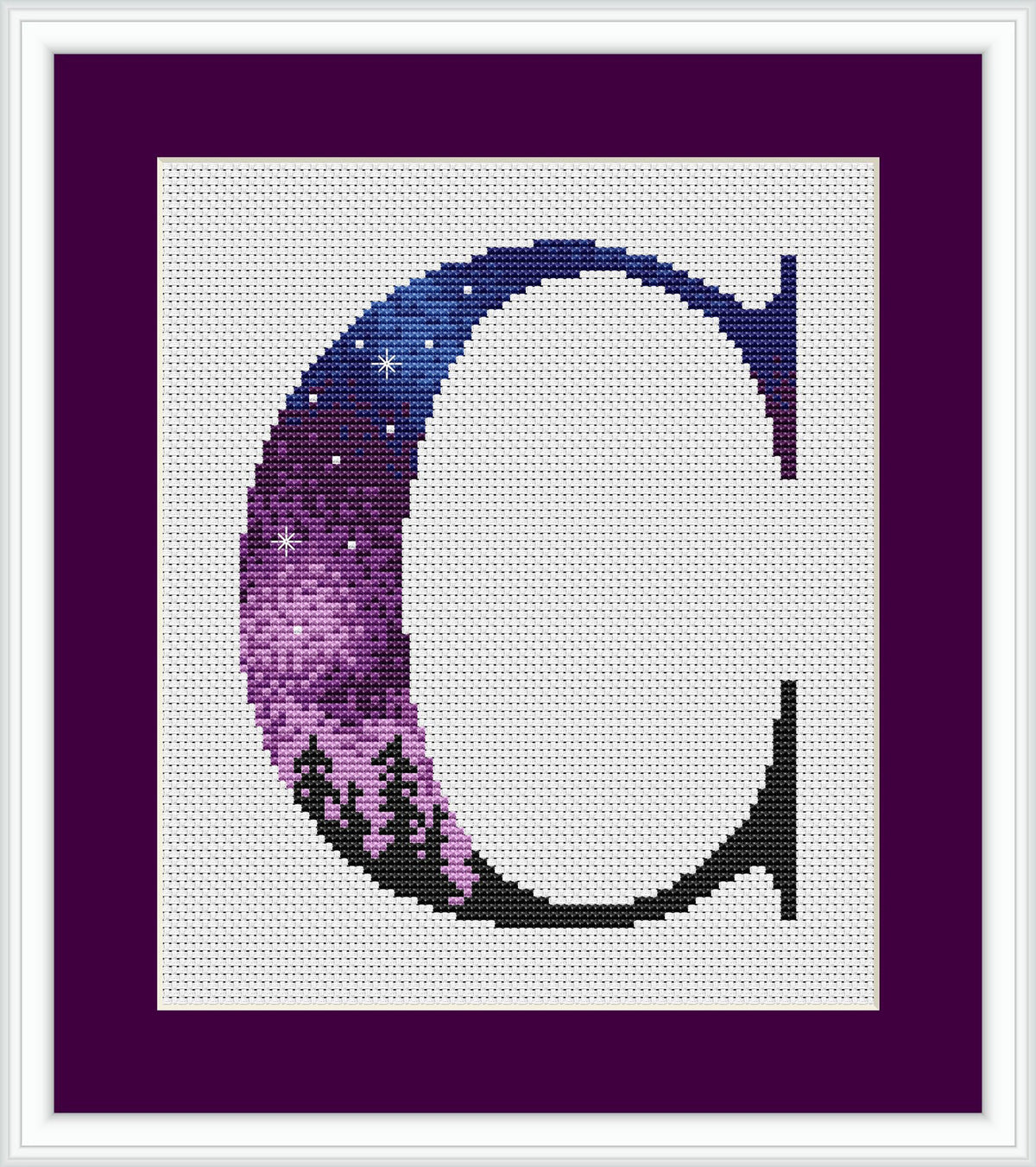 Modern Monogram Cross Stitch Pattern, Count, Purple Letter Embroidery Pattern, Customised Name Cross Stitch Designs, Personalized Gifts