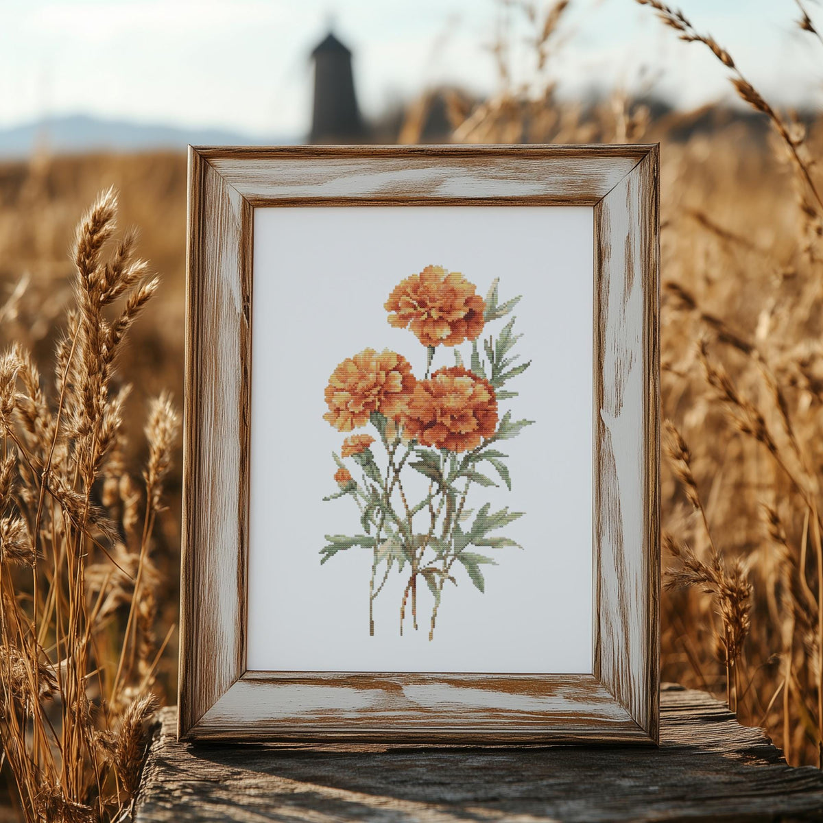 Cross Stitch Pattern Pdf With Marigold, Counted Cross Stitch Art, Birth Flower Embroidery Pattern, Custom Cross Stitch Scheme