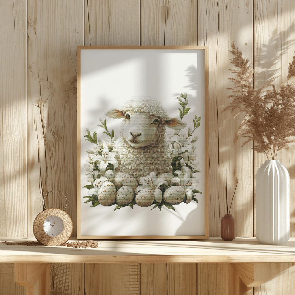 Cross Stitch Pattern With Easter Sheep Modern Cross Stitch Designs Easter Embroidery Pattern Spring Cross Stitch Pattern Floral Pattern
