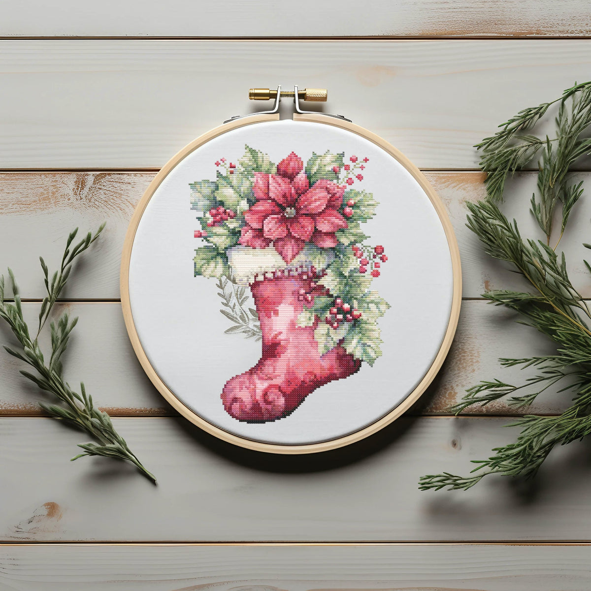 Counted Cross Stitch Pattern PDF With Christmas Stocking, Embroidery Designs, Gift Stocking Cross Stitch Chart