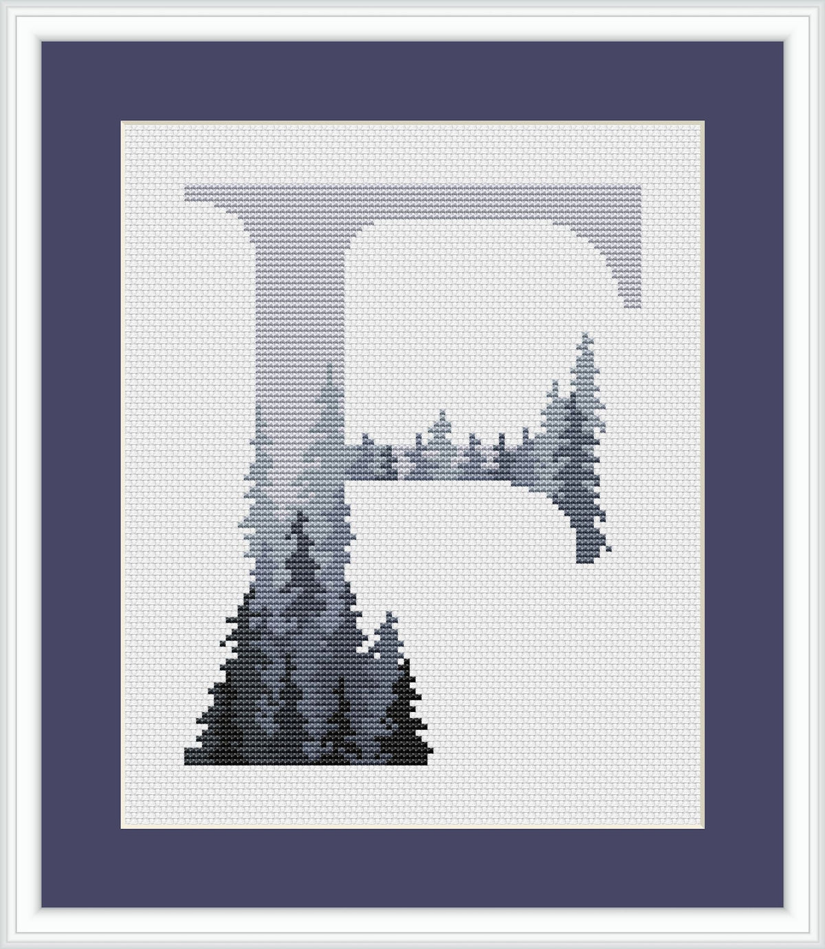 Custom Name Embroidery Designs, Monogram Cross Stitch Pattern, Letter Cross Stitch Chart, Forest Cross Stitch, Fathers Day Personalized Gift