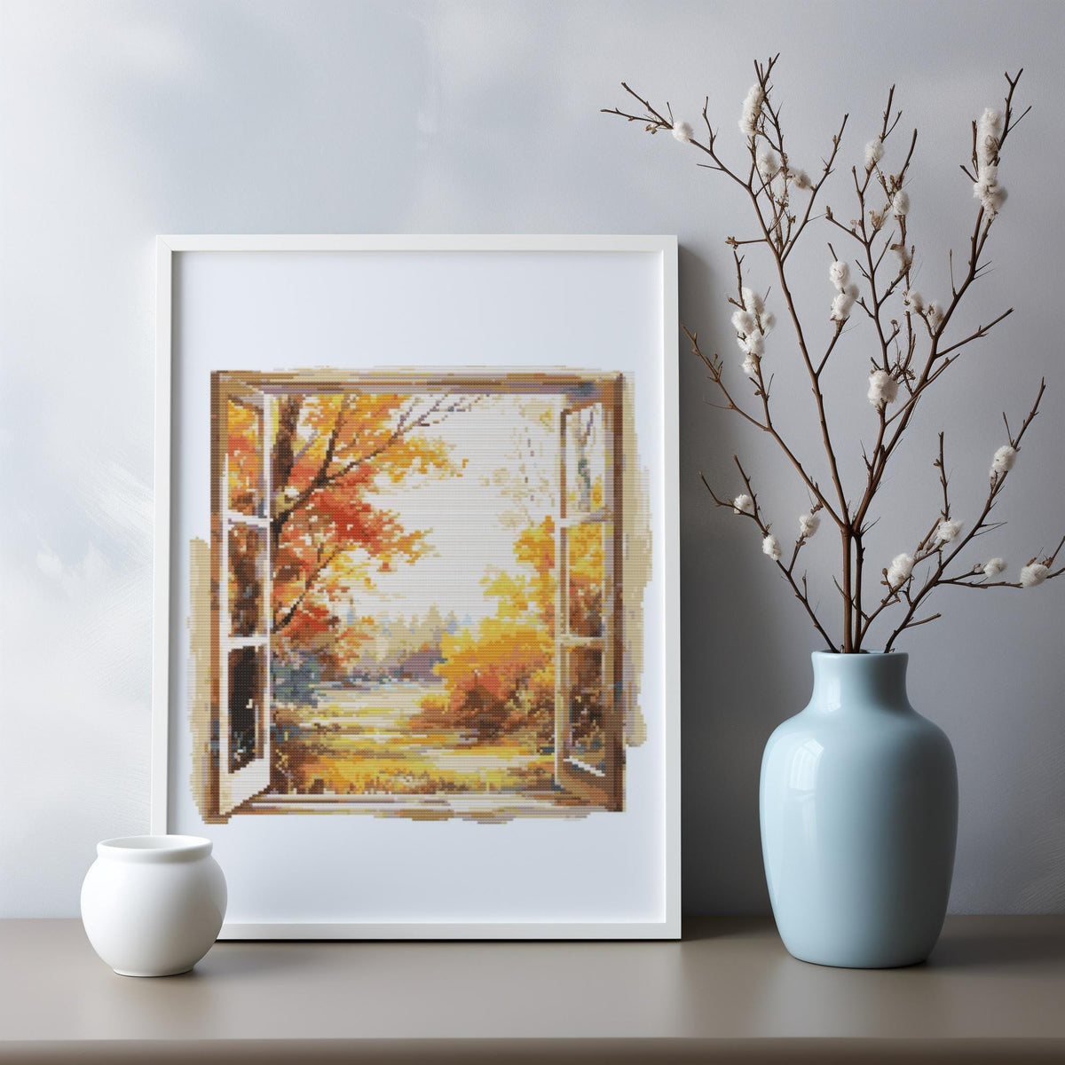 Autumn Cross Stitch Pattern, Watercolor Landscape Cross Stitch Designs, Modern Fall Embroidery Pattern Pdf Counted Cross Stitch Samplers