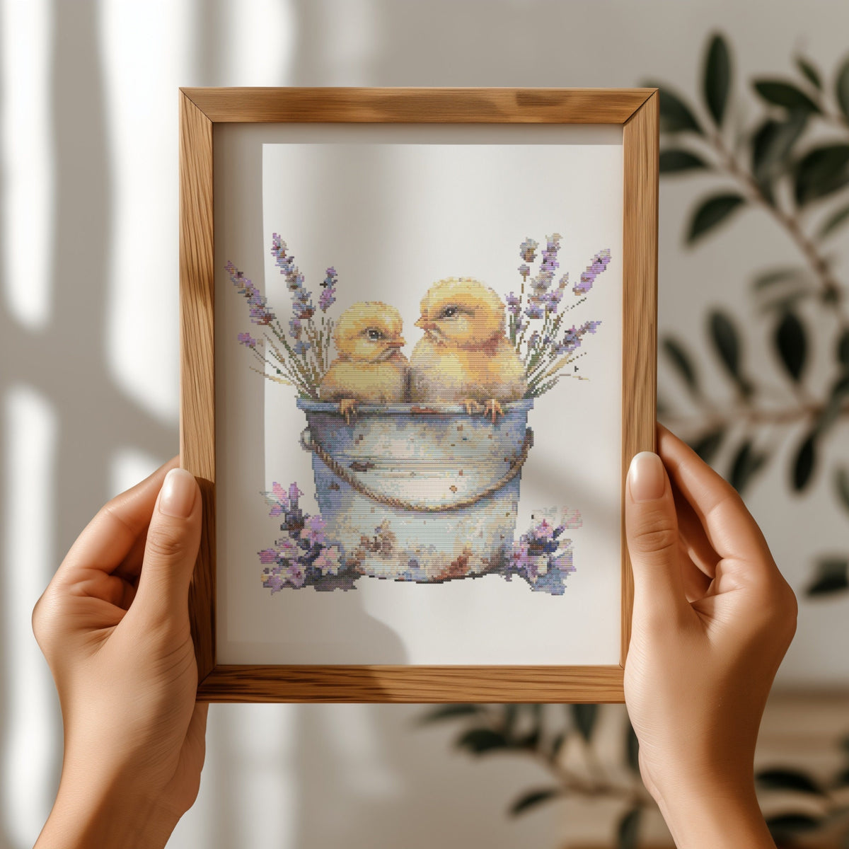 Cross Stitch Pattern With Chicks, Cottagecore Cross Stitch Designs, Modern Embroidery PDF, Floral Cross Stitch Designs, Gift For Mom