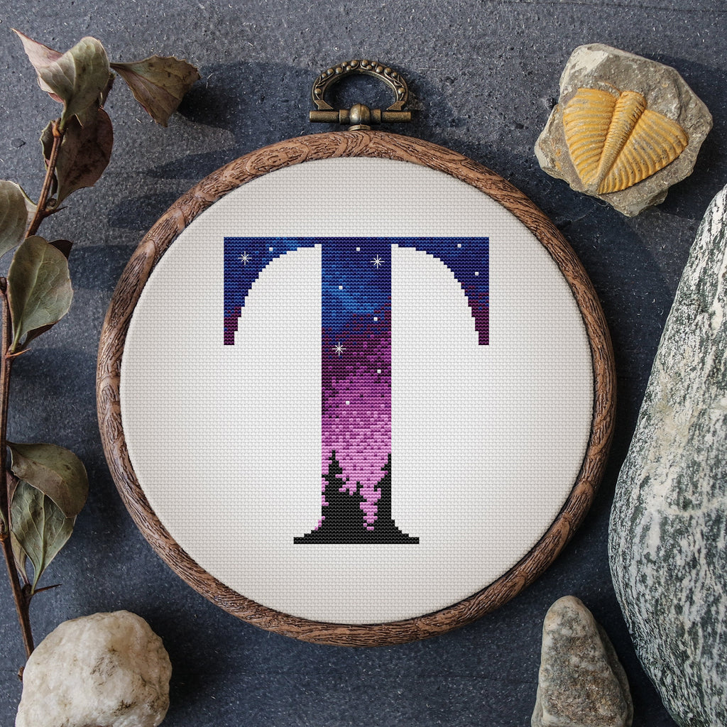 Monogram cross stitch pattern Purple Name embroidery pdf Counted cross stitch alphabet Personalized pattern Digital cross stitch sampler