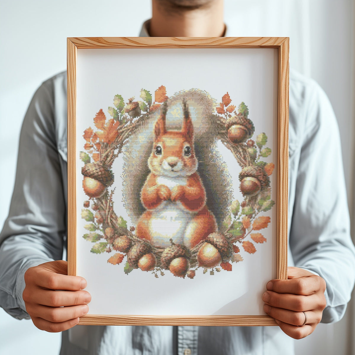 Squirrel Cross Stitch Pattern Pdf, Woodland Animal Cross Stitch Designs, Counted, Fall Cross Stitch Chart, Nature Embroidery Pattern