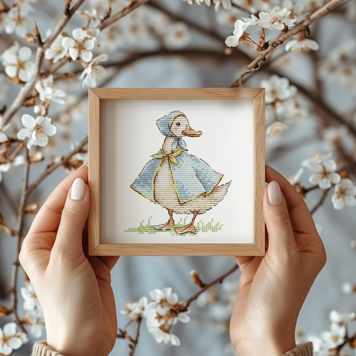 Small Cross Stitch Pattern With Miss Quack, Embroidery Pattern, Simple Cross Stitch Art, Rustic Cross Stitch Charts For Beginners, Saga File