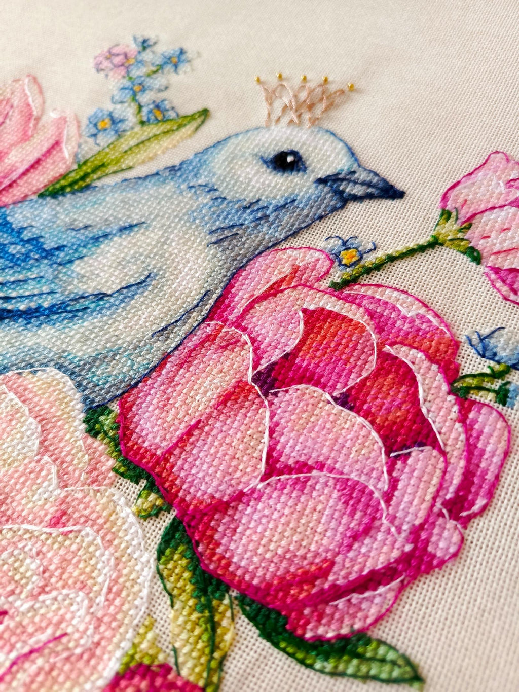 Floral Cross Stitch Pattern With Bird, Embroidery Design, Floral Cross Stitch Pdf, Counted Cross Stitch Art For Advanced Stitcher, Saga File