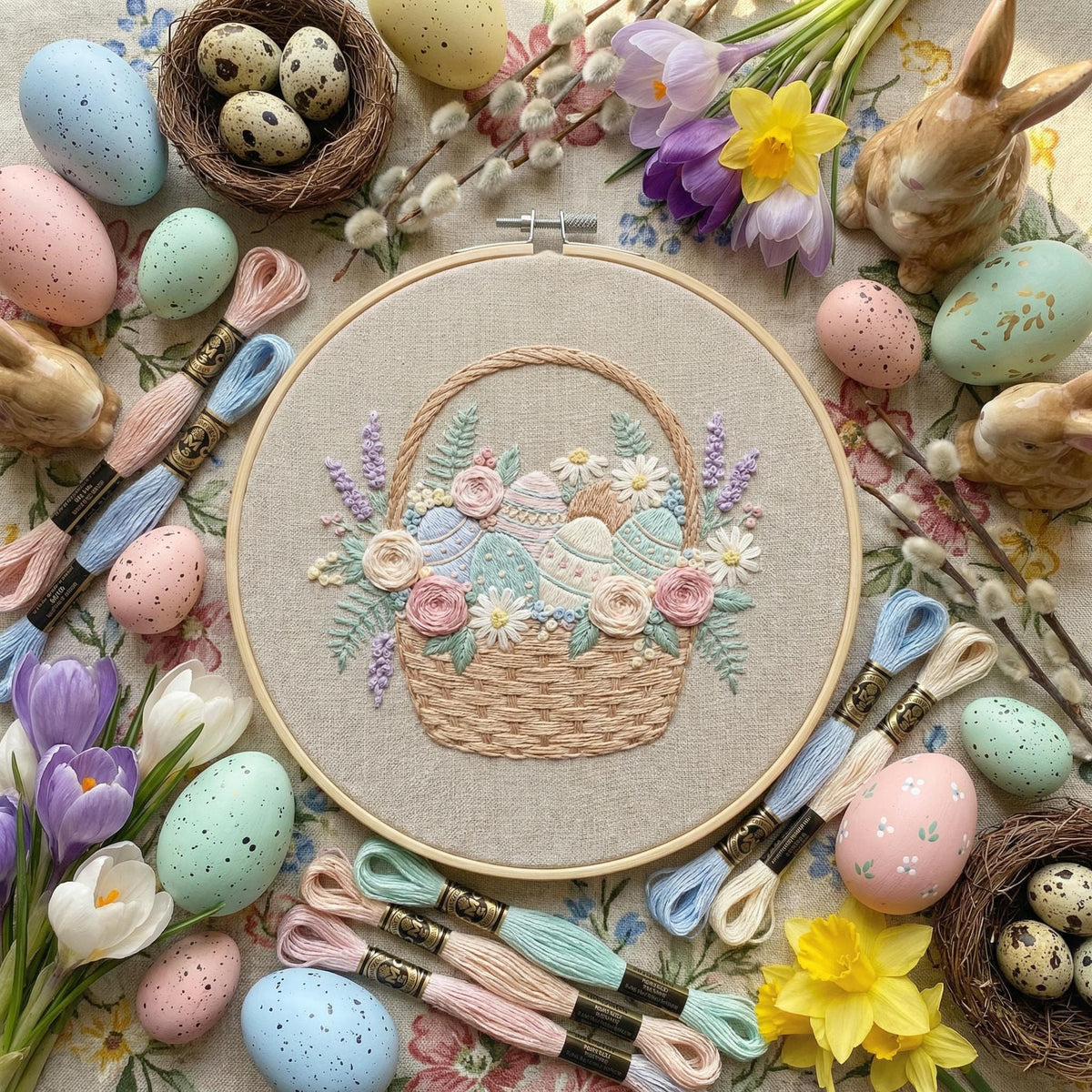 Easter Embroidery Pattern PDF With Easter Eggs, Religious Hand Embroidery Template, Do It Yourself Gifts, Happy Easter Gift For Grandma