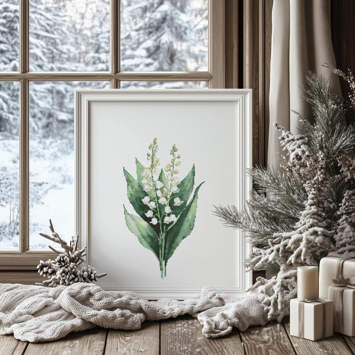 Cross Stitch Pattern With Lily Of The Valley Counted Cross Stitch Designs Birth Flower Embroidery Pattern May Birth Flower Cross Stitch Art