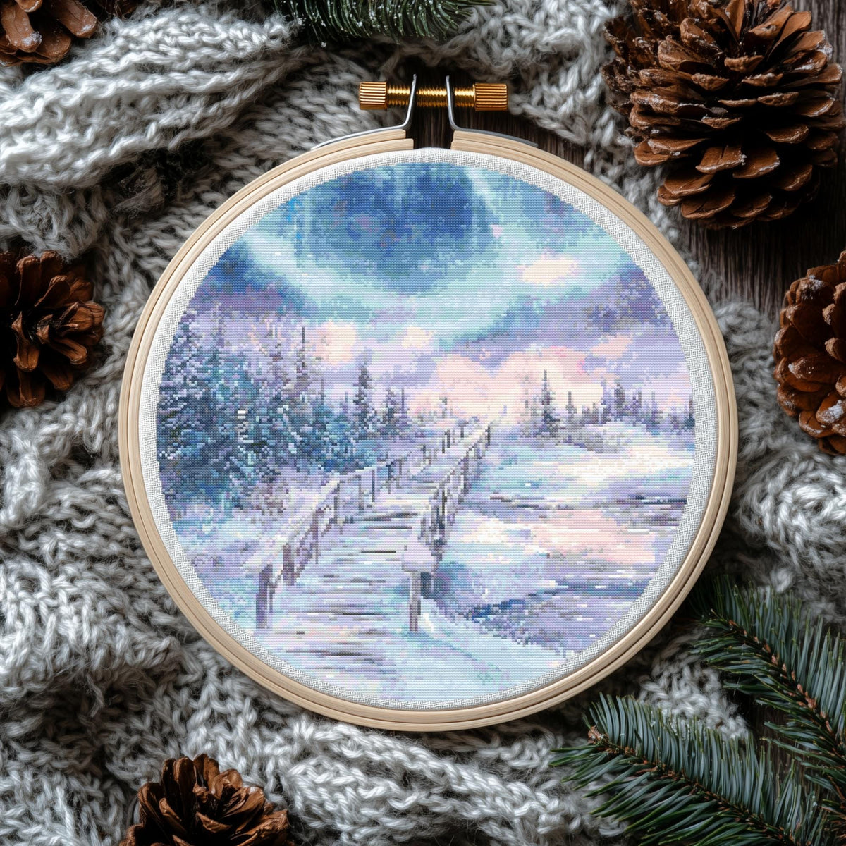 Northern Lights Cross Stitch Pattern, Counted Cross Stitch Chart, Winter Cross Stitch Designs, Compatible With KEEPER PATTERN