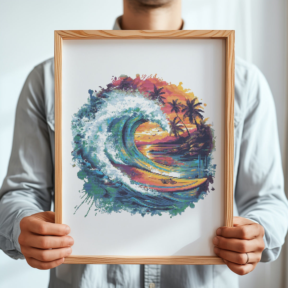 Sea Wave Cross Stitch Pattern, Ocean Cross Stitch Chart, Counted, Seascape Cross Stitch Pdf, Beach Cross Stitch Designs, Gifts For Him