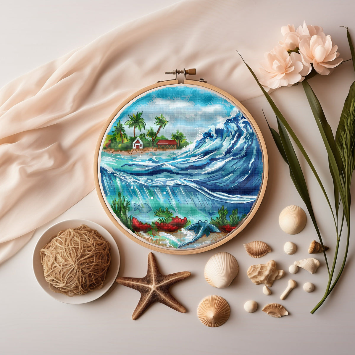 Under The Sea Cross Stitch Pattern For Advanced Stitcher, Seascape Cross Stitch Chart, Embroidery Designs, Counted Cross Stitch Pdf, Saga
