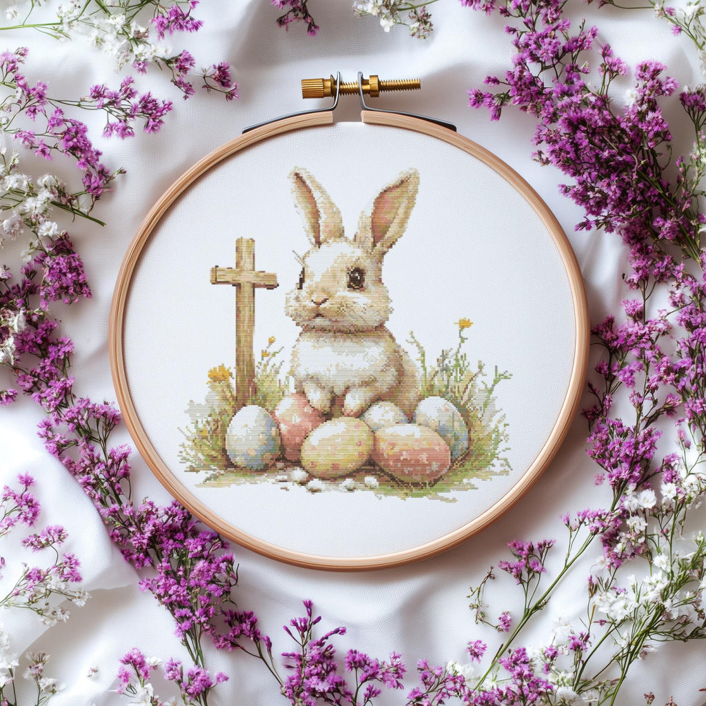 Cross Stitch Pattern With Easter Bunny Modern Cross Stitch Designs Easter Embroidery Pattern Spring Cross Stitch Pattern Floral Pattern
