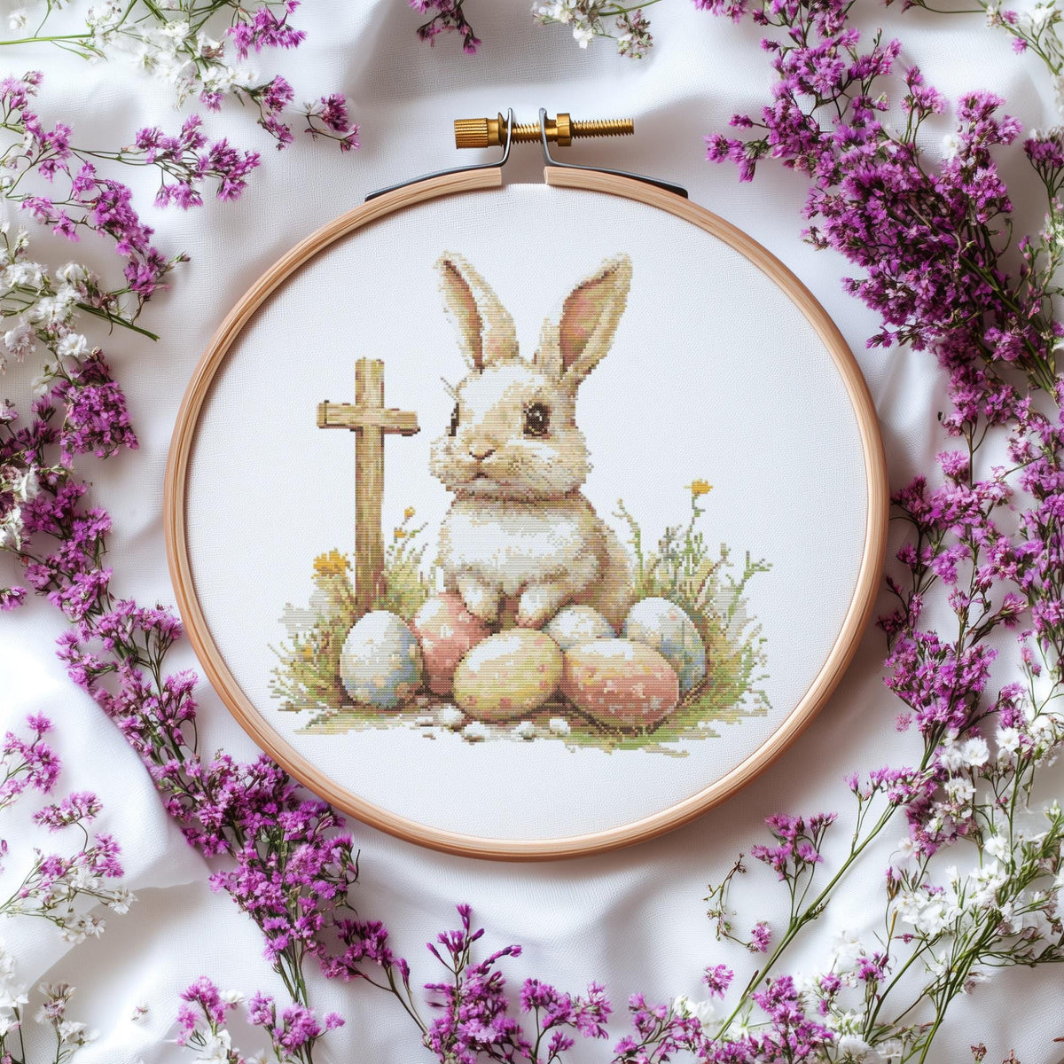 Cross Stitch Pattern With Easter Bunny Modern Cross Stitch Designs Easter Embroidery Pattern Spring Cross Stitch Pattern Floral Pattern